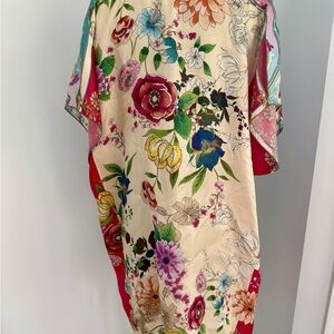 Johnny Was Floral 100% Silk Blouse SIZE XS, NWOT